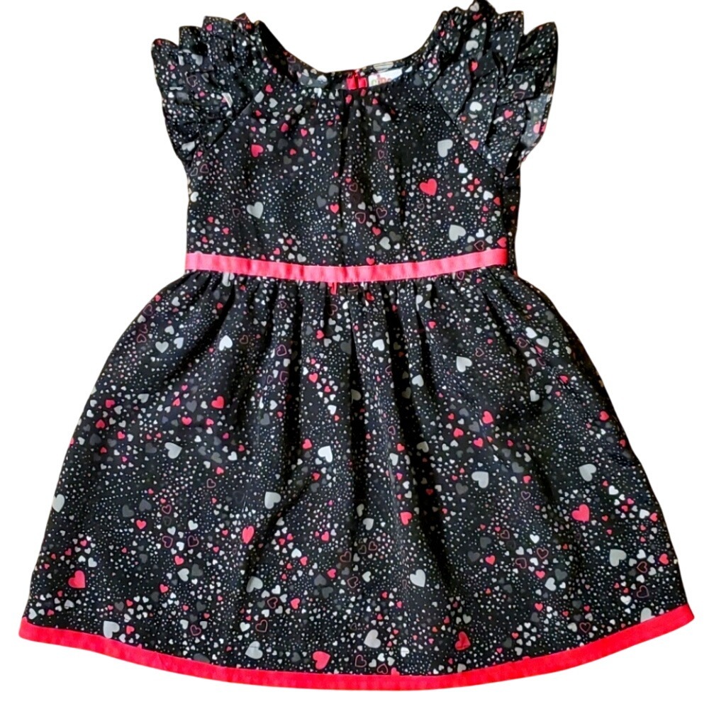 Circo Girls Black and Pink Silky Heart‎ Short Sleeve Dress Size 5T
